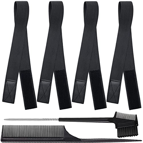 Adjustable Elastic Bands for Wigs and Lace Frontals - 4 Pcs Melt-Resistant Grip Bands, Edge Wraps to Lay Edges and Keep Wigs in Place