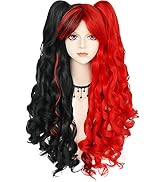 Amazon.com: JoneTing Red and Black Wigs【+ Hair Cap】 Red  display picture 1