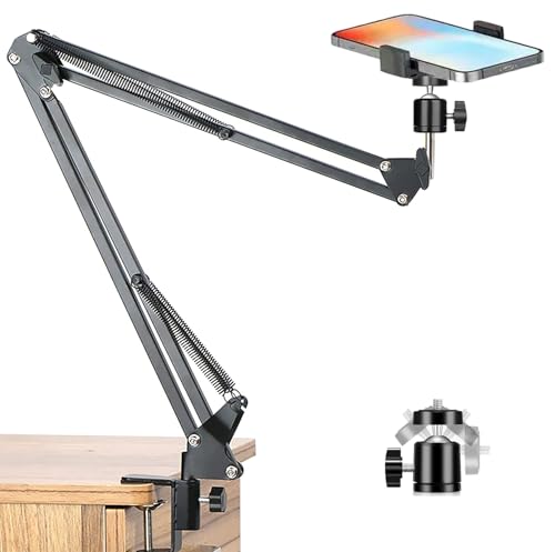 Brazo Articulado de Soporte para teléfono Movil Celular,Rotación de 360°, Flexible, para fotografía Plana (Black)