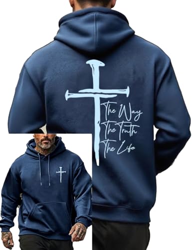 Men's Jesus The Way The Truth And Life Sweatshirt Christian Cross Hoodie