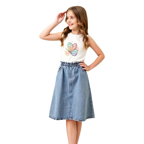 Jupe en jean fille pour grande enfant évitant les tailles trop serrées