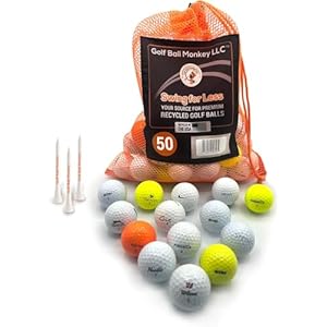 Golf Ball Monkey Cheap Golf Balls – Value Line Series Used Golf Balls Bulk with 15 Tees & Mesh Bag – 4A Near Mint Recycled Golf Balls Colored – Store Line Series Bulk Golf Balls Recycled for Men