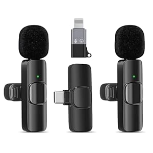 Wireless Lavalier Microphone 2-Pack – Compatible with iPhone, iPad, iOS, Android – Plug & Play Mini Mics with USB-C, Noise Reduction Lapel Mic for Video Recording, Vlogging, YouTube, TikTok