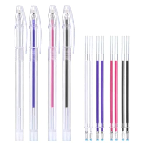 GNHG Bolígrafo Térmico Borrable, Marcadores para Tela de 4 Colores con 12 Recambios, Marcadores para Tela para Acolchar y Costura, Sastrería, Tela, Costura Personalizada, Tela
