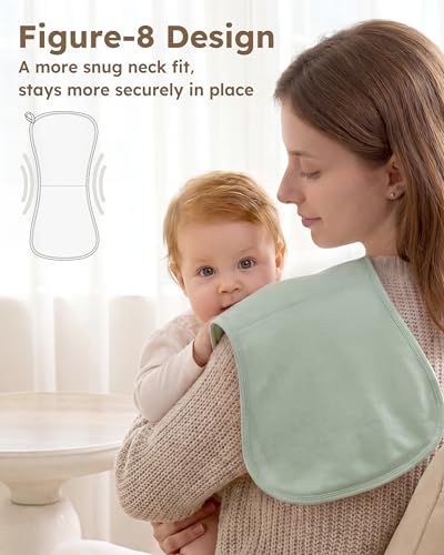 Image of Burp Cloths Baby Boy, Large 21'' X 10'' Cotton Burping Cloths for Babies, Ultra Soft and Absorbent Burp Rags, 4 Pack Set Washcloths Newborn Spit Up Rags Green Dinosaur