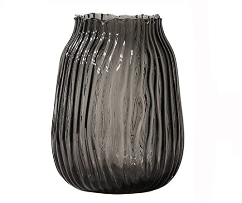 Schwarzgraue Glasvase für Blumen dunkelgraue Knospen hohe Glasvasen H-21 cm einfaches Streifen-Design für Heimbodendekoration, Bauernhaus-Dekoration Tafelaufsatz Couchtisch-Dekorationen (rauchgrau) Schwarzgraue Glasvase für Blumen dunkelgraue Knospen hohe Glasvasen H-21 cm einfaches Streifen-Design für Heimbodendekoration, Bauernhaus-Dekoration Tafelaufsatz Couchtisch-Dekorationen (rauchgrau)