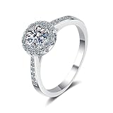 Beydodo Anillo de mujer de oro blanco 750 585 375, anillo de boda para mujer, flor con diamante, anillos de compromiso de 2 quilates, sin níquel, talla 49 (15,6) - 63 (20,1), 58 (18.5), Metal precioso