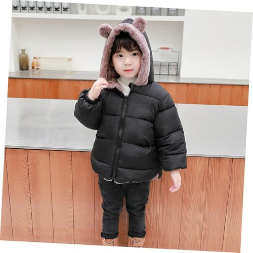 Abrigo de invierno con capucha para niño de 110 cm en color negro 4