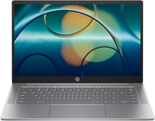 Image of HP 2026 Lightweight Portable Chromebook Plus, 14' FHD IPS Touchscreen Display, Intel i3 Processor Up to 3.80GHz, 8GB DDR5, 256GB SSD Storage, Ultra-Fast 6th Gen WiFi, Chrome OS, Pastel Gray, Renewed