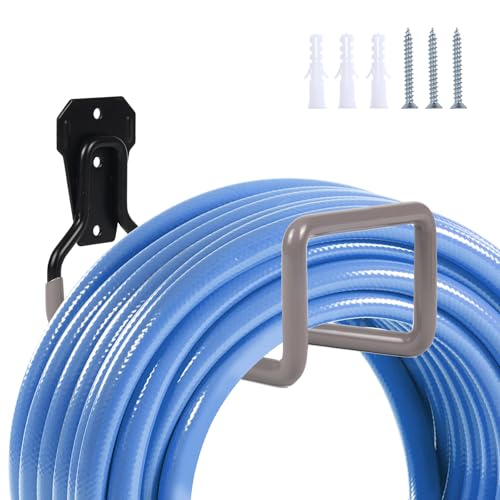 Image of Garden Hose Holder Hanger Wall Mount, Heavy Duty Water Hose Holder for Outdoor /Indoor Use in Yard, Metal Durable Hose Hooks, Ideal for Water Hose Storage (1 Piece, Gray)