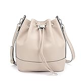 AFKOMST Leather Bucket Bags and Drawstring Crossbody Purse for Women Medium Tote and Hobo Handbags with 2 Shouder Straps