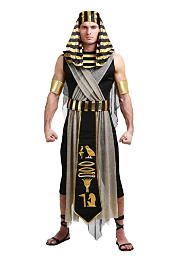 Fun Costumes Adult All Powerful Pharaoh Costume for Men, Egyptian Ruler Halloween Outfit - Black and...