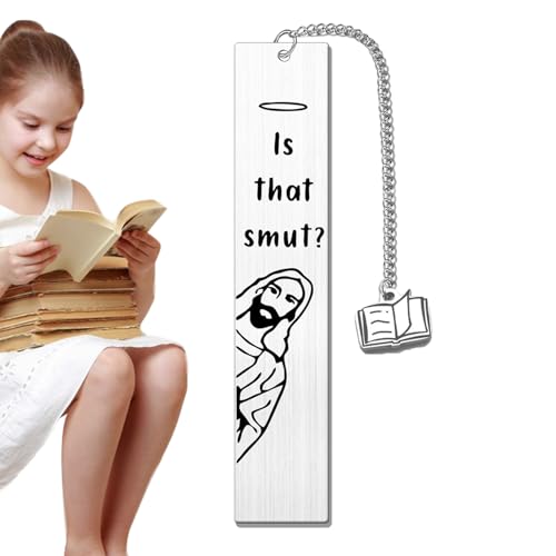 Uozonit Marcadores de libros Smutty, divertido marcapáginas de Jesús en la esquina de Pascua, marcadores únicos para Pascua, marcapáginas de metal de acero inoxidable, accesorios elegantes para libros