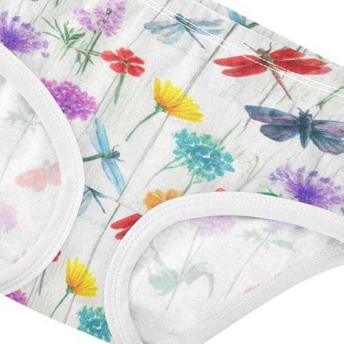 Vintage Wildflowers Dragonflies Panties Little Girl Girls Underwear Toddlers Cotton Funny Underpants Briefs 2t4