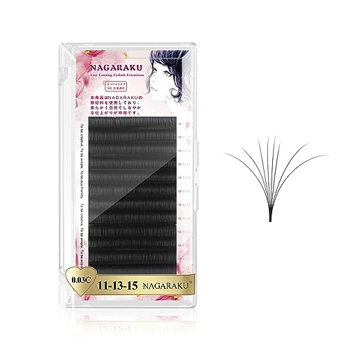 NAGARAKU 3 Layers Self Blooming Lashes, 0.03 C 11-13-15mm Mix Matte Black