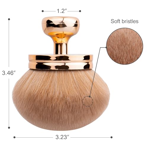 kullder Self Tanner Brushes- Extra Large Body Makeup Brush & Back Lotion Applicator, 2 Pcs, Body, Leg and Face Kabuki Brush, Back Applicator for Self Tan, Sunscreen, Lotion, Makeup, Blend & Blur (Rose Gold)