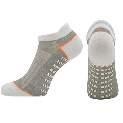 Socks Daze Low Cut Pilates Ballet Cushion Socks Large Size 11 With Grips For Women Girls Non Slip, Mesh Breathable Socks With Compression Support, 2 Pairs, Grey #TOP3