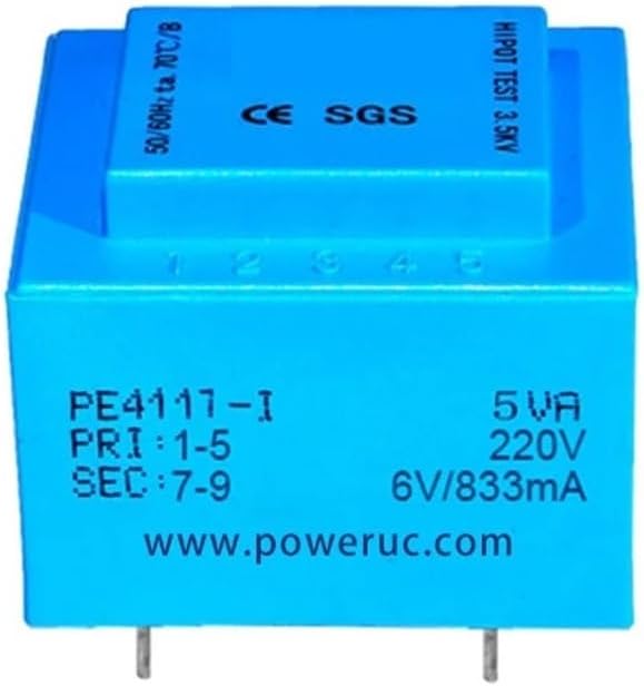 PE4117-I Power 5VA 220V /6Vx2/7.5Vx2/9Vx2/12Vx2/15Vx2/18Vx2/24Vx2 Vacuum Encapsulated Transformer PCB Mounting Safety Isolation(5VA 220V 18Vx2)