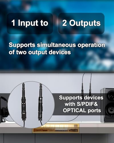Toslink Digital Optical Splitter Adapter Kabel 1 in 2 Out, SPDIF Audiokabel 1 Stecker Eingang 2 Buchse Digital Fiber Optic Audio SPDIF Splitter Audiokabel Erweiterung Für TV, DVD Player, Verstärker