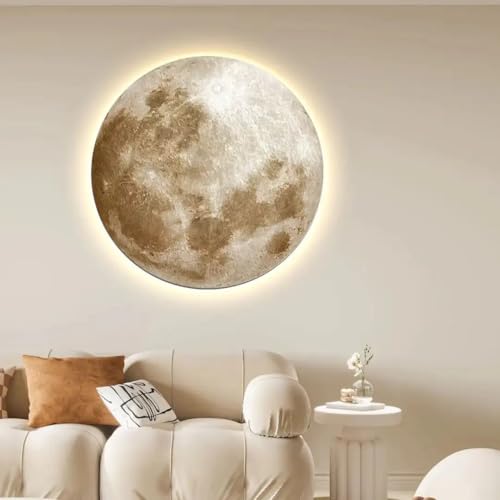 Image of HDC Modern LED Planet /Moon Wall & Ceiling Lamp - Decorative Night Light & Bedside Wall Lamp for Bedroom, Living Room & Kids Room - Available in 330, 400 & 500 mm Sizes (Warm /White /Tricolor) (300 MM)