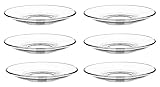 LELART Glass Saucer Plate Set of 6 – 140 ml Clear Crystal-Look Glass Tea & Coffee Saucers – Microwave & Dishwasher Safe, Heat-Resistant, Lightweight Elegant Snack Serving Plates