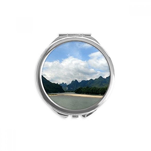 Miroir portable 2,6" x 2,4" x 0,3" imprimé photographie montagnes et lacs