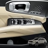 JUIVEEL Carbon Fiber Grain ABS Car Interior Window Switch Panel Cover Side Door Glass Lock Control Button Frame Cover Set Compatible with Kia Sorento 2021-2025 MQ4 Accessories