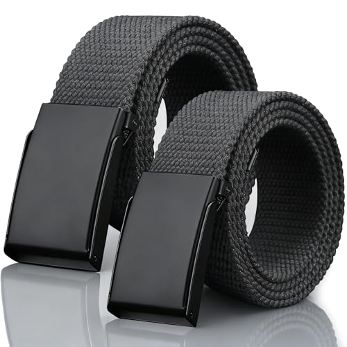 oeeo 2 cintura uomo senza buchi,cintura da lavoro uomo,cintura in tela regolabile cintura tattica uomo,per lavoro e viaggi,Nero, 130 cm