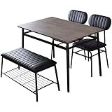 DORIS ドリス ダイニングテーブルセット ダイニングセット 4人用 椅子 2脚 ベンチ カフェテーブル ラディス4点セット ブラウン【15941】