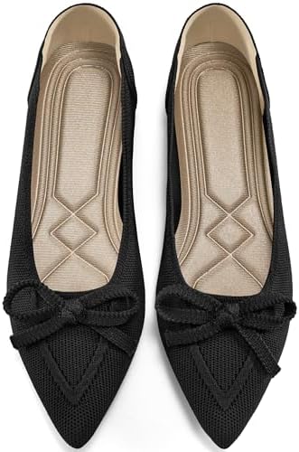 Ablanczoom Ballet Flats Shoes for Women: Dressy Pointed Toe Bow K...