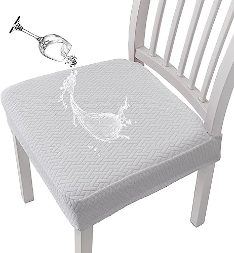 チェアカバー 撥水 防水 椅子カバー 座面用 ダイニングチェアカバー 椅子クッションカバー デスクチェアカバー 防水シートカバー 高弾力 汚れ防止 無地 防水 洗える さらり フィット ストレッチ座面カバーオフィスチェアカバー (ホワイト)