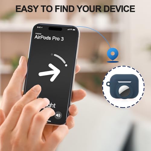 2 in 1 Soft Silicone Case Compatible with AirPods Pro 3 and AirTag, Shockproof Protective Skin Cover for AirPods Pro 3 with Keychain & Data Cable Lanyard for Men Women - Image 2