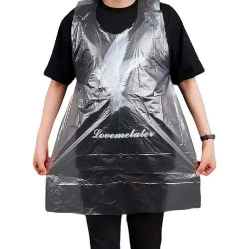 Billowvolve 100 Stück Transparente Kunststoff Kochschürze Wasserdicht Ölbeständig Schürzen Polyethylen-Schürzen Damen und Herren für Kochen, Reinigen, Malerei