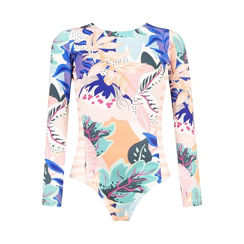 Image of Girls Long Sleeve Swimsuit - UPF 50+ Chlorine Resistant Ruffle Bolero Girls' Swimwear | Size 6-12