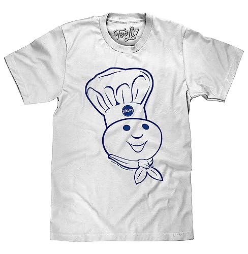 Tee Luv Mens Pillsbury Doughboy Shirt - Poppin Fresh Food Logo T-Shirt (White) (XL)