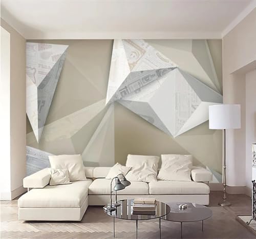 XLMING Retro Geométrico Collage Estilo Industrial Cemento 3D Papel Pintado Tapiz Textura de Seda Oficina Comedor Sofá Dormitorio Sala Estar TV Fondo Pantalla-350cm×256cm