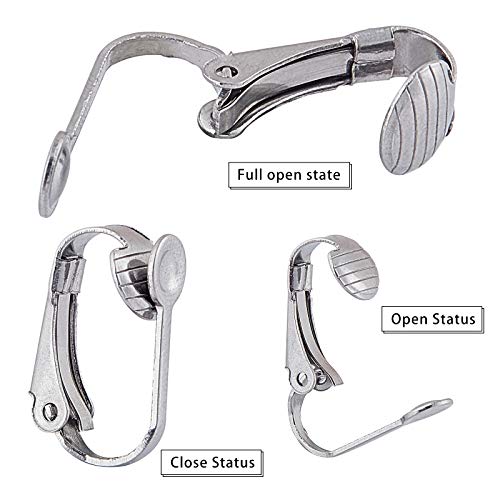 Arricraft 20Pcs Stainless Steel Clip-On Silver Earring Components Earring Cabochons Setting For Non-Pierced Ears #TOP5