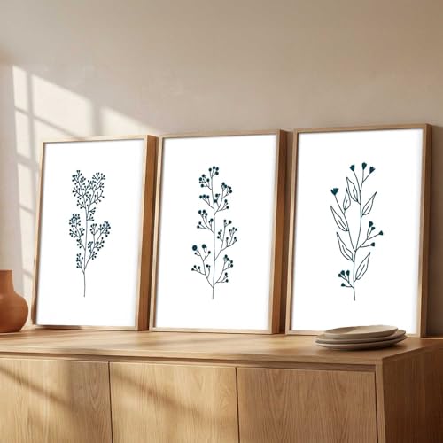 Image of kotart Botanical Art Home Decoration Painting | Floral Aesthetic Paintings With Frame For Living Room Bed Room Hotel Wall Decor Digital Reprint Set of 3 (10X13 inch)