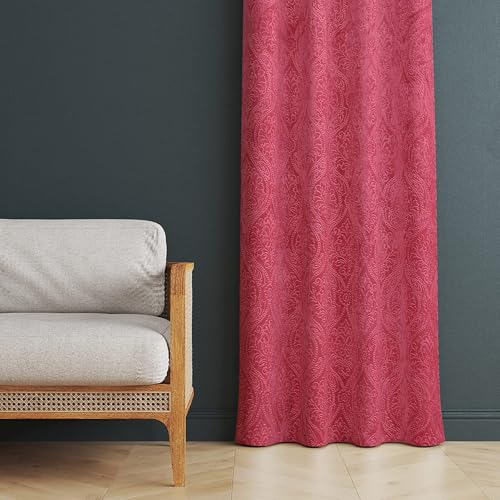 Image of Window Curtain 5 Feet Long for Living Room - Window Curtain Set of 1 Pcs Panel, Velvet Blackout & Stylish Parda for Home Decor & Office 4 Feet X 5 Feet (48 Inch X 60 Inch) - 1 Pcs Pink Colour