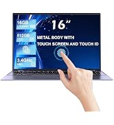 16 inch Touchscreen Laptop with 16GB RAM 512GB SSD, Win 11 Laptop Computer with Quad Core N95 Pro...
