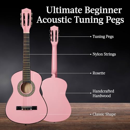 Image of Best Choice Products 30in Kids Acoustic Guitar Beginner Starter Kit with Electric Tuner, Strap, Case, Strings - Pink