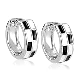 Checkered Hoop Earrings, Chic Vintage Round Huggie Earrings Chunky Checkerboard Earrings Black and White Small Hoops Earrings Dainty Jewelry Gifts for Women