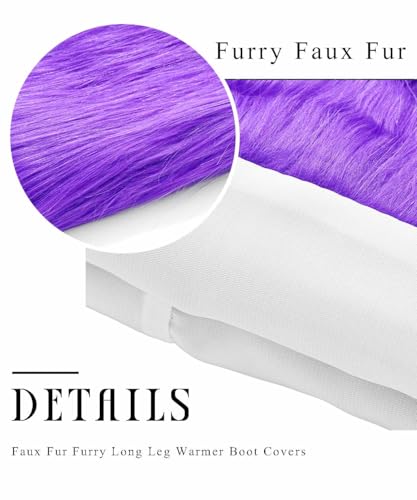 Fuzzy Leg Warmer Winter Fluffy Leg Warmers Boot Covers Mardi Gras Y2k Cosplay New Year Rave Outfit for Women4