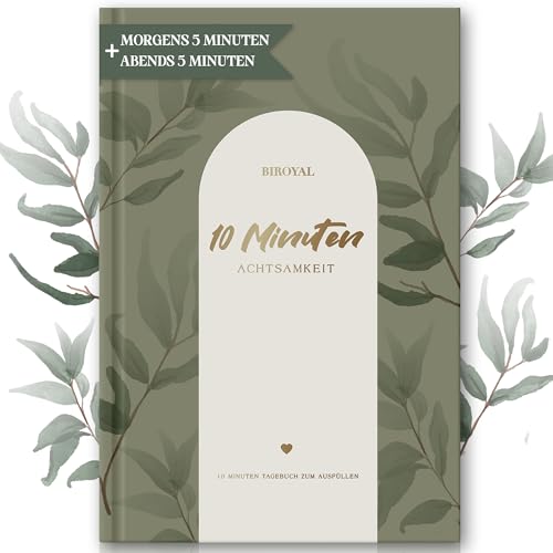 BIROYAL Achtsamkeitstagebuch f&uuml;r Erwachsene - 5 + 5 Minuten Tagebuch: Morgens & Abends - 12 Wochen Dankbarkeitstagebuch Erwachsene f&uuml;r Selbsterliebe & Motivation - 10 Minuten Tagebuch A5