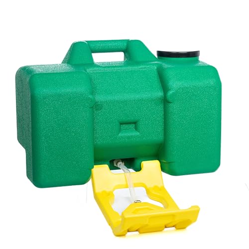 Image of Eyewash Station 9-Gallon, OSHA /ANSI Compliant with one Eyewash Wall Mounted V-Sign, Highly Visible, Gravity Flow, Indoor /Outdoor, Pull Activated and Ready for Use