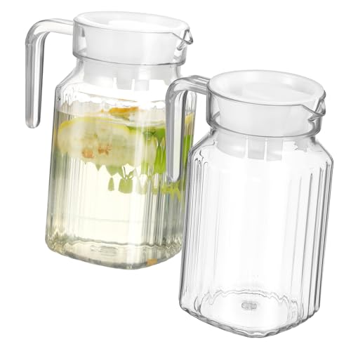 KAILIKETIY 2個 大容量冷水壺 蓋付きピッチャー 快適ハンドル設計 家用 冷蔵庫対応 お茶やジュースの保存に ピクニック バーベキュー用