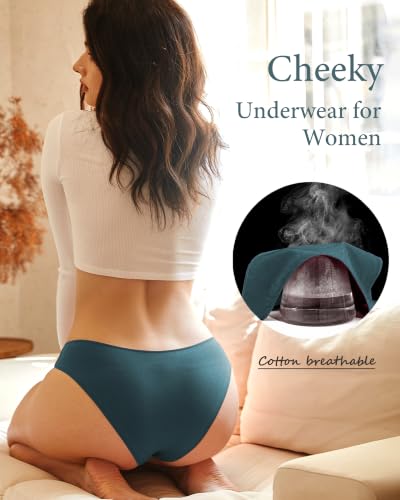 Image of Cotton Underwear for Women Cheeky Hipster Panties Sexy Cute Bikinis 6 Pack