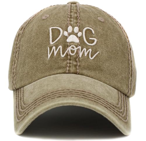 Image of KBETHOS Dog Cat Mom Dad Theme Womens Baseball Cap Distressed Vintage Unconstructed Embroidered Patch Hat