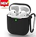 Produktbild Silikon AirPods Hülle für AirPods 2 Case mit Karabiner Kompatibel mit AirPods 1&2 [Front-LED Sichtbar][Perfekt Passt Hülle] Extra Protection Stoßfeste & Staubdicht Hülle AirPods Case Zubehör-Schwarz