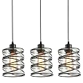 IHENGYANLT 3 Pack Pendant Light Kitchen Island Pendant Lighting, Hanging Light with Spiral Cage Clear Glass Shade, Black Modern Indoor Hanging Lamp for Dining Room Kitchen Island